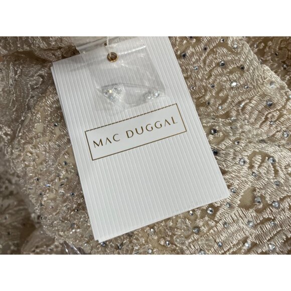 Mac Duggal 20310 Beige Embellished Butterfly Sleeve A-Line Gown Size 18 - Picture 9 of 9